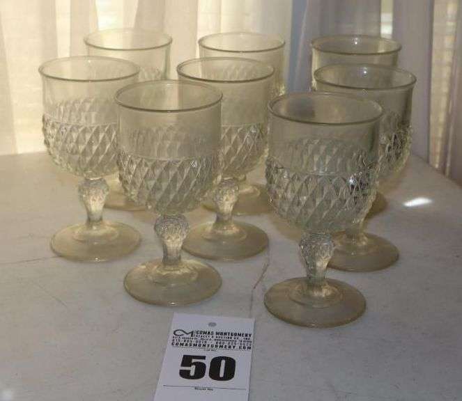 8 Indiana Diamond Point Clear Water Goblets image