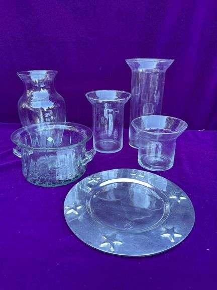 Glass Vases, Mexican Glass Bowland Holland Boone Pewter Plate with Stars image