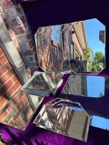 Miscellaneous Beveled Wall Mirrors, 8 Octagonal, 2 Rectangular,1 Square and 4- 5 Sided image