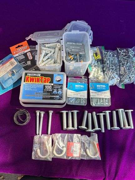 Miscellaneous Lot of Screws, Bolts, Hooks and Wall Anchors and More image