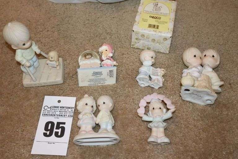 Precious Moments Porcelain Items: 6 (only one in box) - Blessed Are The Ones Who Overcome - Limited Edition" 1988, Your Forever In My Heart" 1996, Water Globe, "Katie" 1993, '20 Years and the vision is Still The Same " 1998, & "Love one Another 1978 image