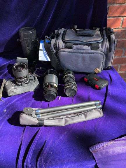 Canon 35mm AE-1 Camera with Tripod, 3 Lenses image