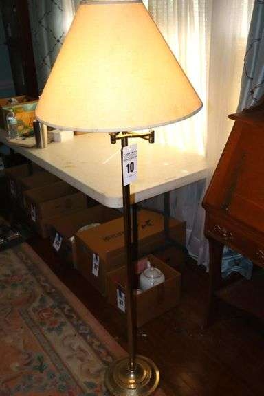 Brass Swivel Arm Floor Lamp with Shade    60"x16" image