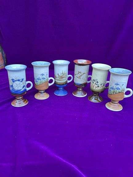 6 Vintage Hand Crafted Otagiri Irish Coffee Stoneware Mugs - Japan image