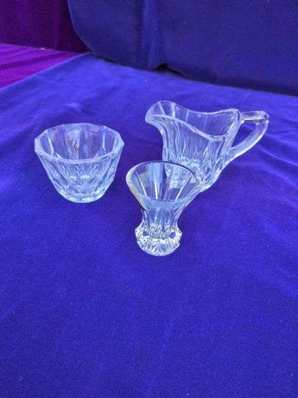 Crystal Creamer, Sugar Bowl, Blekristall Toothpick Holder Germany image