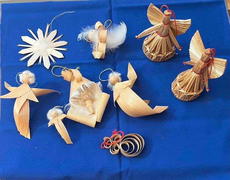Balsam Wood and Straw Christmas Ornaments from Germany image