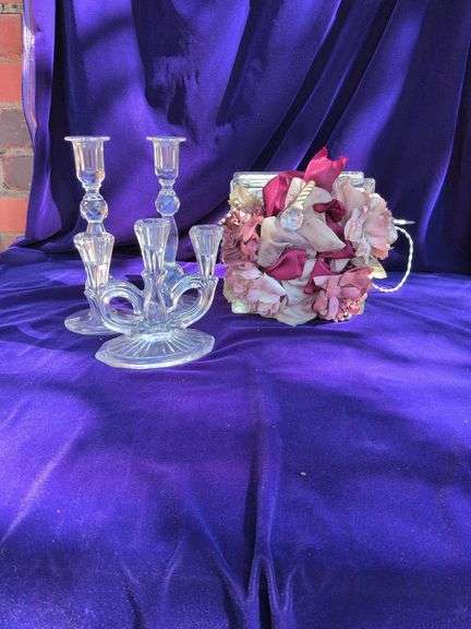 Mikasa 10" Taper Candle Holders Decorated Glass Block, 3 Tier Candelabra image