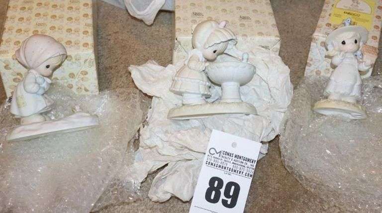 Precious Moments Porcelain Items: 3 - "February" 1987, "A Reflection of His Love" 1990, & "Mom You Always Make Our House and Home" 1997 - All In Original Boxes image