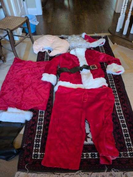 Santa Suit Complete with Shoe Covers, Wig, and belly, image