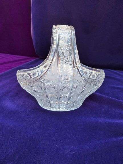 Bohemia Cut Crystal Basket 8 x 7.5,  Made in Czech Republic image
