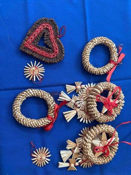 Woven Straw Christmas Ornaments from Germany image