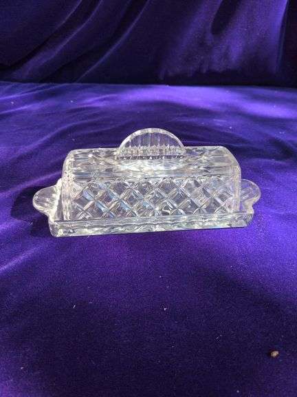 Vintage Clear Cut Butter Dish, Made in Germany image