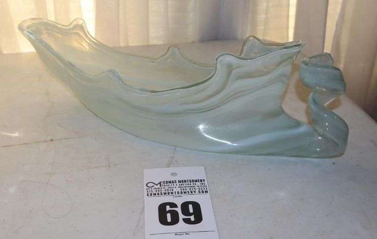 Murano Style "Blown Art" Glass Large Freeform Dish image