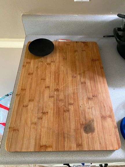 Large Bamboo Cutting Board with Rubber Feet and "B" Detail