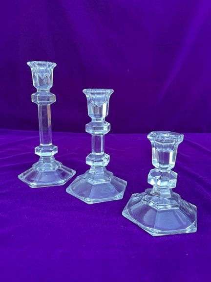 Set of Val St Lambert 24% Lead Crystal Candlesticks- Austria image