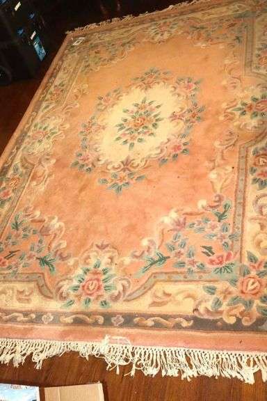 Large Area Rug - Pink tone with flowers - needs cleaning   108"x74" image