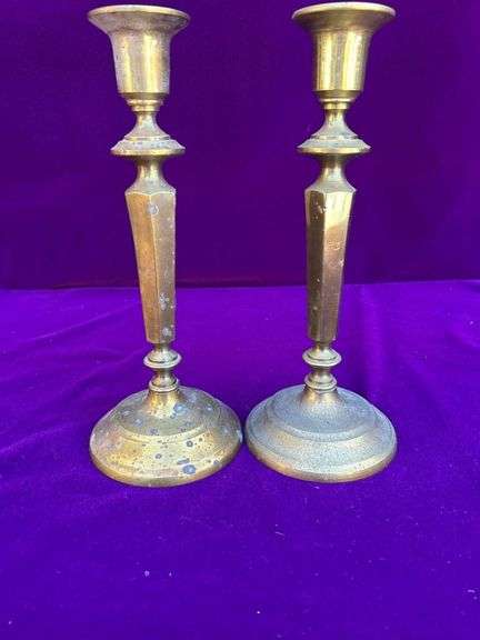 Pair of 10” Brass Candle Sticks image