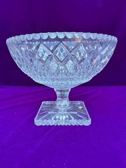 Cut Crystal Footed Compote Bowl Possibly Bohemia 7 1/2” Tall,10” Across image