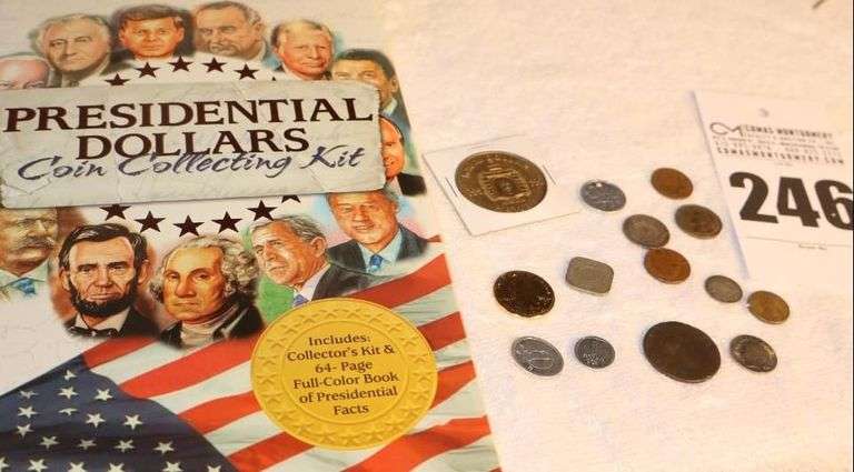 Variety of Foreign Coins: Korea, France, Britian, Hawaii - Empty President Coin Kit Case (no coins) image