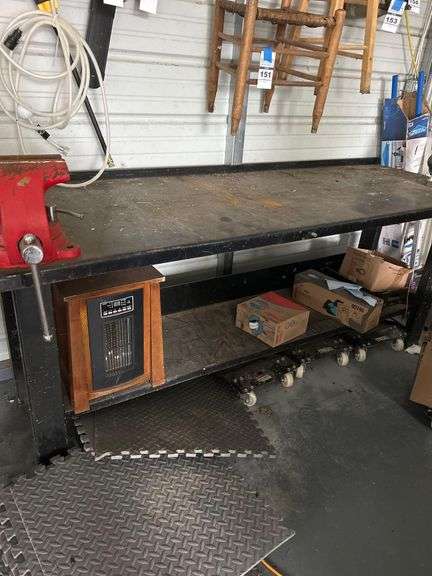 Steel Work Bench- Very Heavy- Vice NOT Included 90”x29 1/2”x 35” image