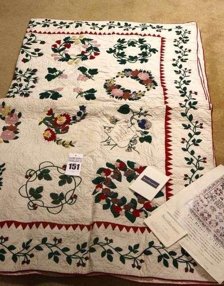 2 Vintage Quilts - The Smithsonian Collection "The Bride Quilt" -one has a small stain image