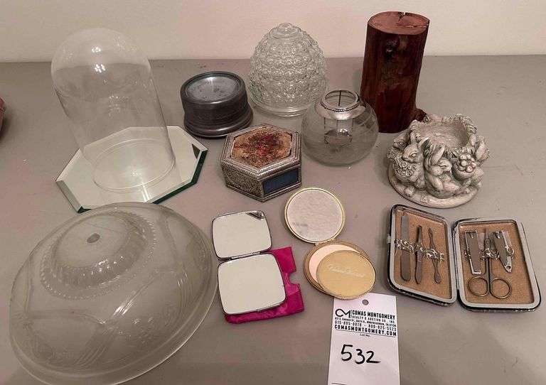 2 Light Fixture Covers, Glass Dome, Etched Votive Chandle Holder image