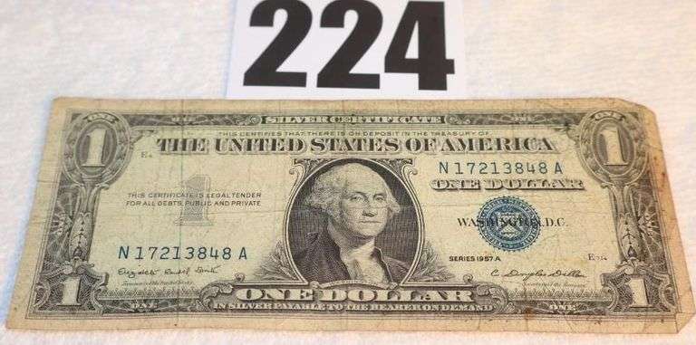 1957A One Dollar Bill $1.00 "Silver Certificate" image