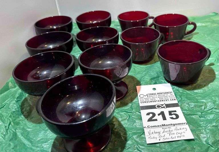 Anchor Hocking Royal Ruby Red Dessert Dishes (7) & Cups (4) image