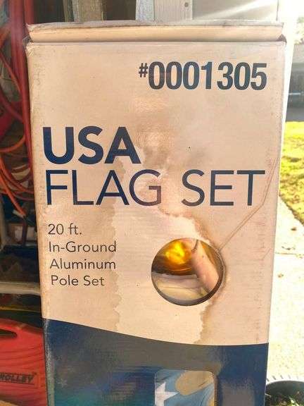 USA Flag Set 20 Foot In-Ground Aluminum Pole image