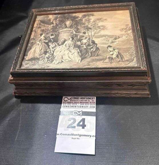 Antique / Vintage Jewelry Parlor Box with Mirror & Dividers image