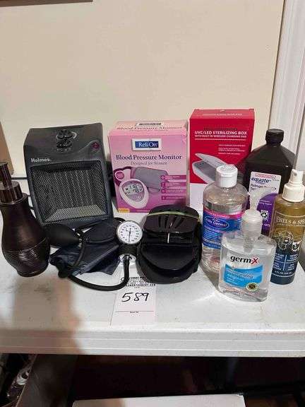 Blood Pressure Machine, Small Floor Heater, Sanitizers, Sterilizing Box, Hydrogen Peroxide image