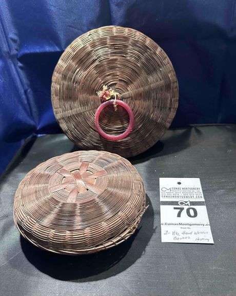 2 - Antique Vintage Woven Wicker Baskets image