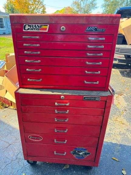 Matco and MAC Tools Stacking Toolboxes with Various Tools image