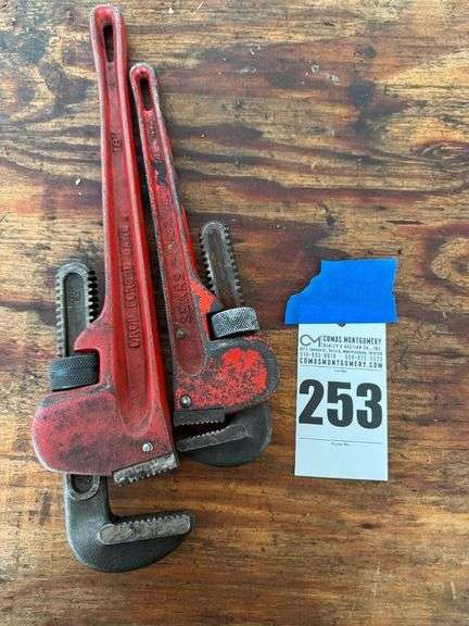 Lot of 2 Pipe Wrenches, 18" Drop Forged Jaws and 14" Sears Heavy Duty image