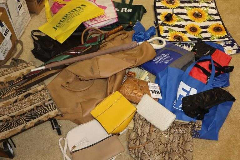 Variety of Ladies Purses, Bags, Travel Cases, Umbrellas etc. image