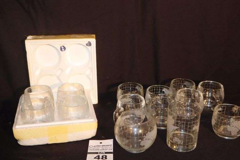 Vintage Nestle Nescafe World Map Glass - Coffee Mugs - 11 total - 7/4 new in packaging additional glass and bowl             **Matching Lots #47 & #49 image
