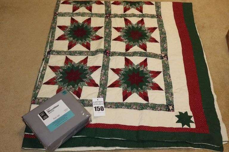 Queen Size Quilt Style Bedspread & Set of Microfiber Queen Size Set of Sheets (new) image