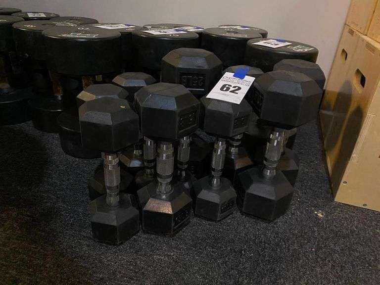Lot of Assorted Dumbbells - 5lb, 10lb, 20lb, and 25lb image