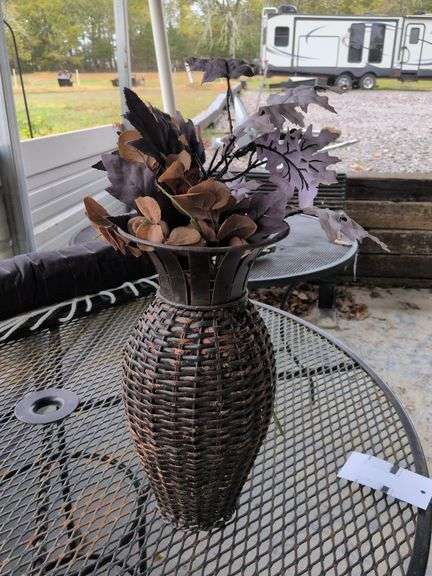 Metal and Wicker Vase image