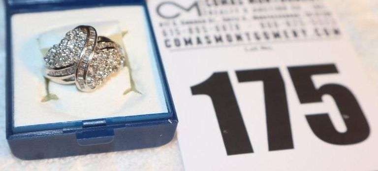 Ladies White Gold Diamond Cluster Ring - (.86ct) in Gold Setting - Size 7 image