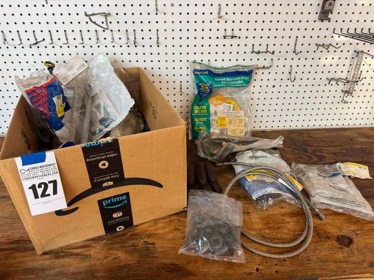 Assorted Plumbing and Automotive Parts Box image