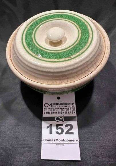 Vintage 1930 Stoneware Crock Covered Bowl image