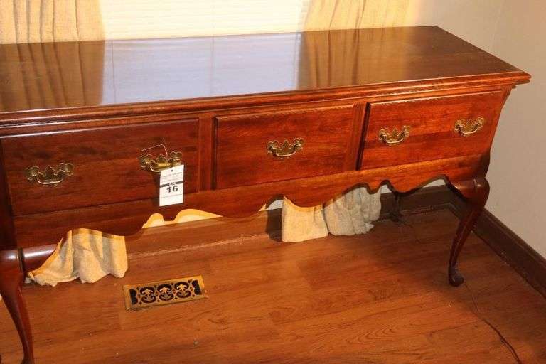 Vintage Wood Queen Anne Style Buffet/Sideboard with 3 Drawers 33"x62"x20" image