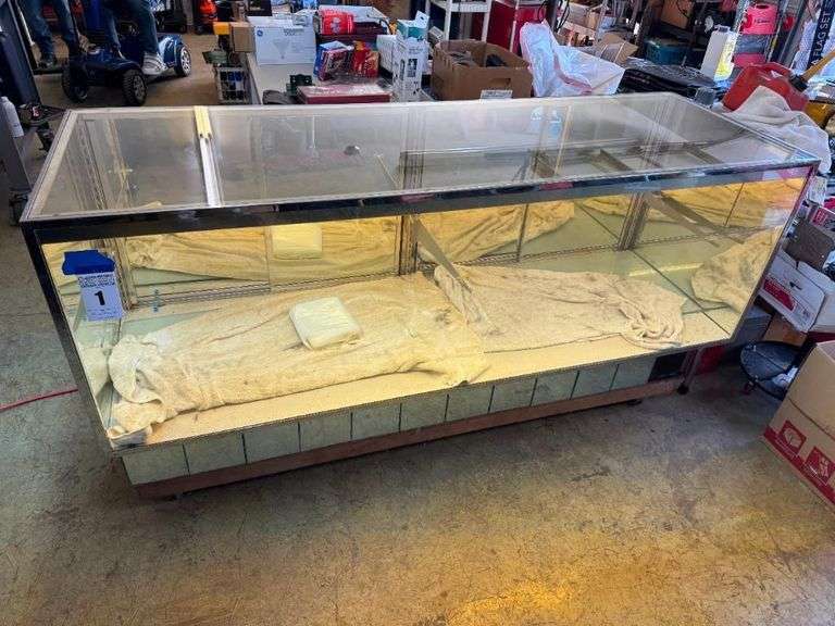 Large Glass Display Cabinet with Storage, 72"x24"x40" on Wheels image