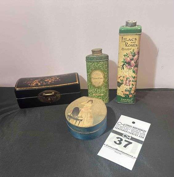 Misc -Antique / Vintage Black Box, Powder Box, & Metal Tin Containers image