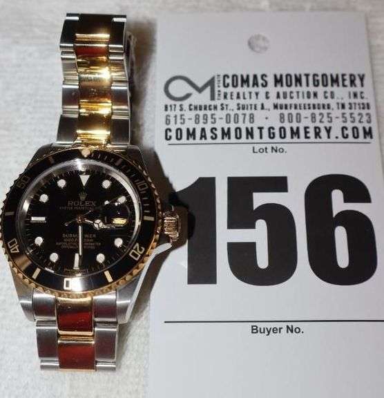 Rolex Replica Oyster Submariner Perpetual Date in Yellow Rolesor style with Black Bezel 2 Tone Steel Band image