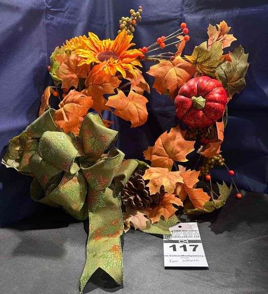 Fall Wreath with Green Bow image