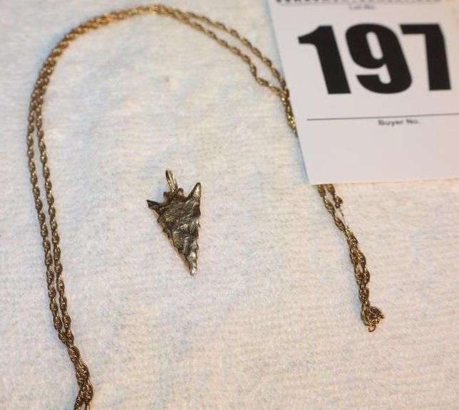 14K 24" Gold Chain and Arrow Head Charm image