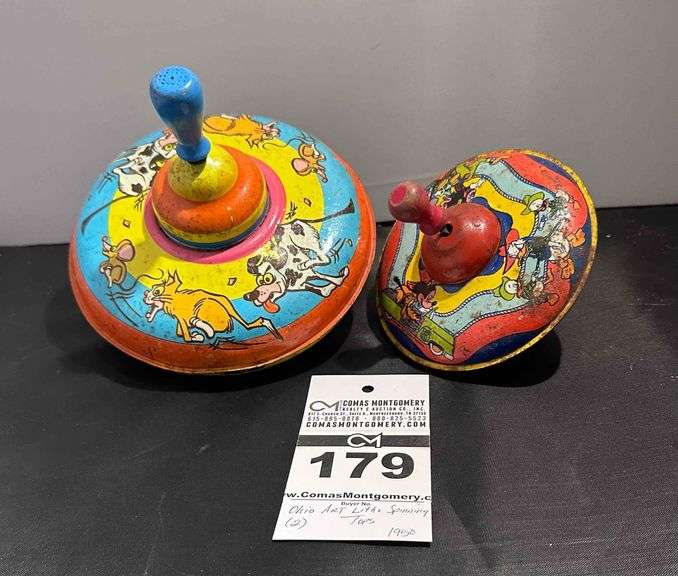 2 - Ohio Art Litho Spinning Tops (1950) image