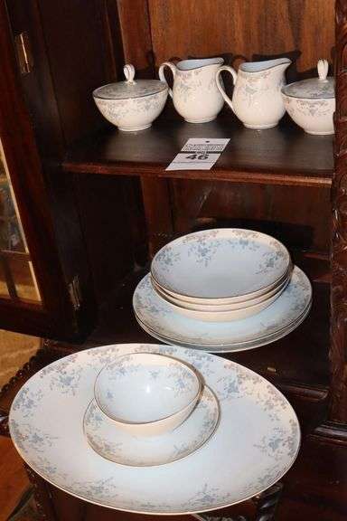 Set of Imperial China "Seville" Serving Pieces designed by W. Dalton: 2 Creamers, 2 Sugar Bowls, 2 Serving Bowls, 2nPlatters, Gravy Boat with attached Plate, Large Oval Platter                                          **Matching Lots 44 & #45 image